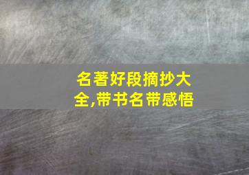 名著好段摘抄大全,带书名带感悟