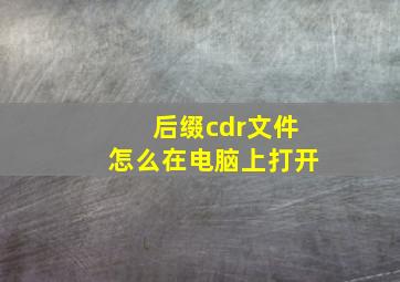 后缀cdr文件怎么在电脑上打开