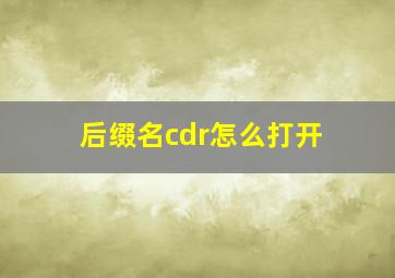 后缀名cdr怎么打开