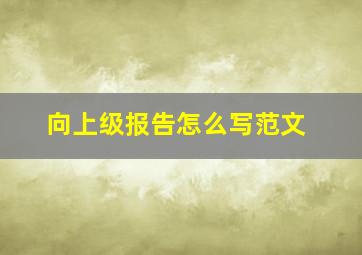 向上级报告怎么写范文