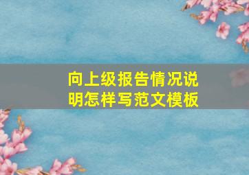 向上级报告情况说明怎样写范文模板