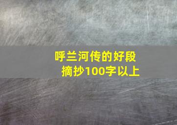 呼兰河传的好段摘抄100字以上