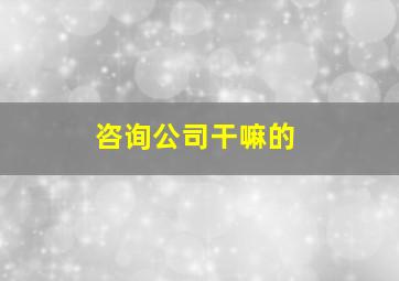 咨询公司干嘛的