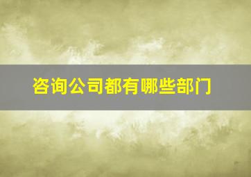 咨询公司都有哪些部门