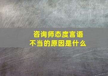 咨询师态度言语不当的原因是什么