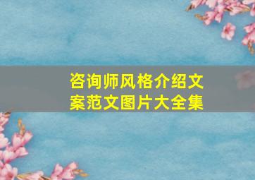 咨询师风格介绍文案范文图片大全集