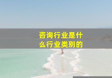 咨询行业是什么行业类别的