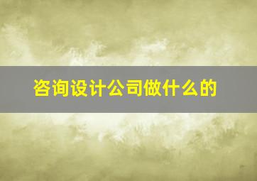 咨询设计公司做什么的