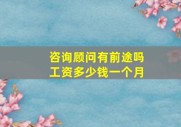 咨询顾问有前途吗工资多少钱一个月