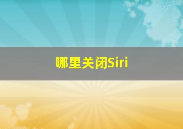 哪里关闭Siri