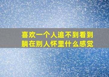 喜欢一个人追不到看到躺在别人怀里什么感觉