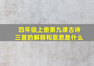 四年级上册第九课古诗三首的解释和意思是什么