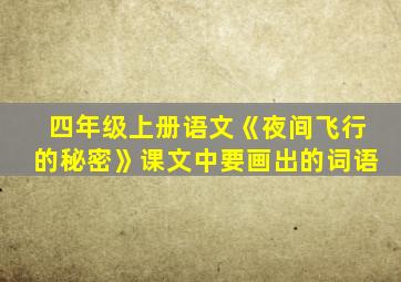 四年级上册语文《夜间飞行的秘密》课文中要画出的词语