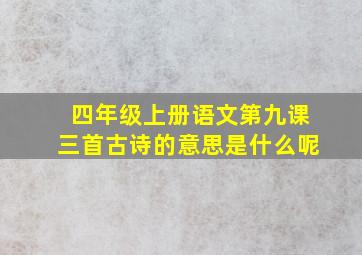 四年级上册语文第九课三首古诗的意思是什么呢