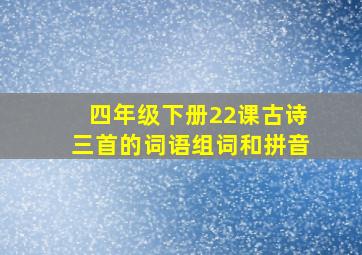 四年级下册22课古诗三首的词语组词和拼音