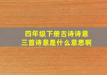 四年级下册古诗诗意三首诗意是什么意思啊