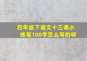 四年级下语文十三课小练笔100字怎么写的呀