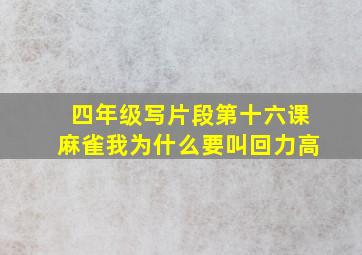 四年级写片段第十六课麻雀我为什么要叫回力高