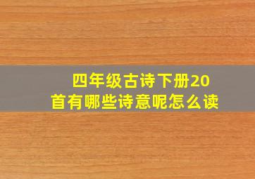 四年级古诗下册20首有哪些诗意呢怎么读