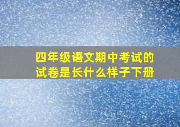 四年级语文期中考试的试卷是长什么样子下册