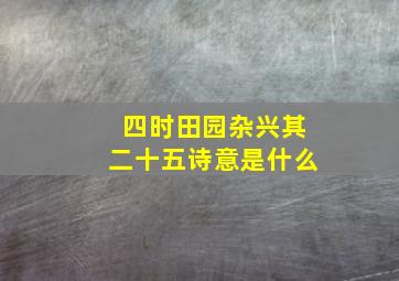 四时田园杂兴其二十五诗意是什么