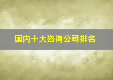 国内十大咨询公司排名