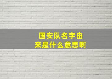 国安队名字由来是什么意思啊