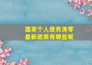 国家个人债务清零最新政策有哪些呢