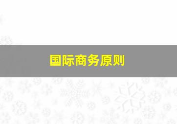 国际商务原则