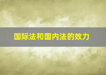 国际法和国内法的效力