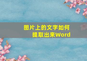 图片上的文字如何提取出来Word