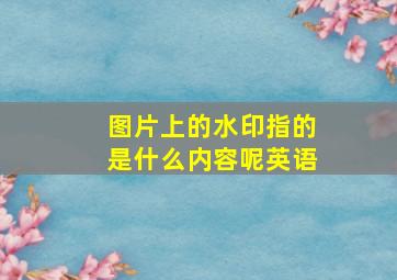 图片上的水印指的是什么内容呢英语