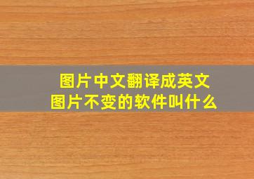 图片中文翻译成英文图片不变的软件叫什么