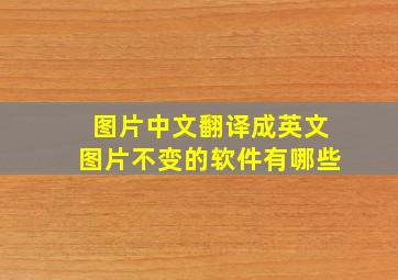 图片中文翻译成英文图片不变的软件有哪些