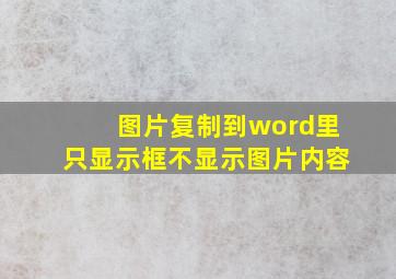 图片复制到word里只显示框不显示图片内容