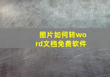 图片如何转word文档免费软件