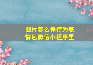 图片怎么保存为表情包微信小程序里