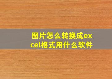 图片怎么转换成excel格式用什么软件