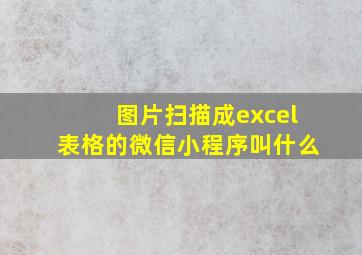 图片扫描成excel表格的微信小程序叫什么