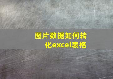 图片数据如何转化excel表格