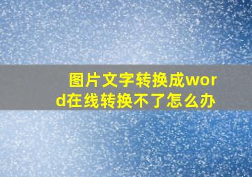 图片文字转换成word在线转换不了怎么办