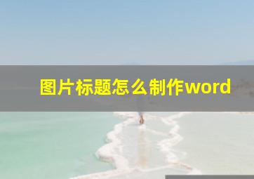 图片标题怎么制作word