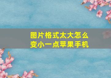 图片格式太大怎么变小一点苹果手机