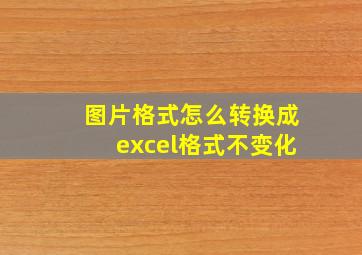 图片格式怎么转换成excel格式不变化