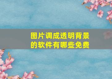 图片调成透明背景的软件有哪些免费