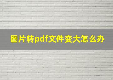 图片转pdf文件变大怎么办