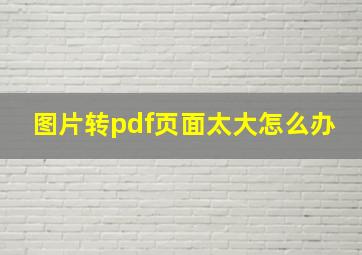 图片转pdf页面太大怎么办