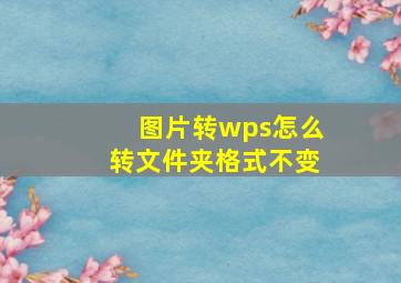 图片转wps怎么转文件夹格式不变