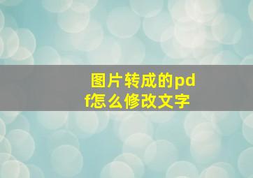 图片转成的pdf怎么修改文字