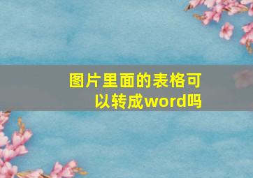 图片里面的表格可以转成word吗